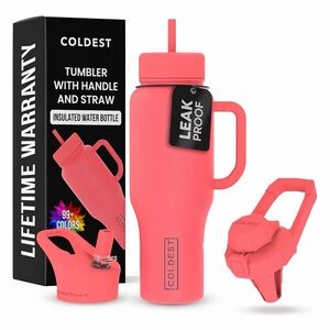 Coldest Tumbler w/Handle& 3Lids Insulated Limitless Collection 36Oz The Cardinal